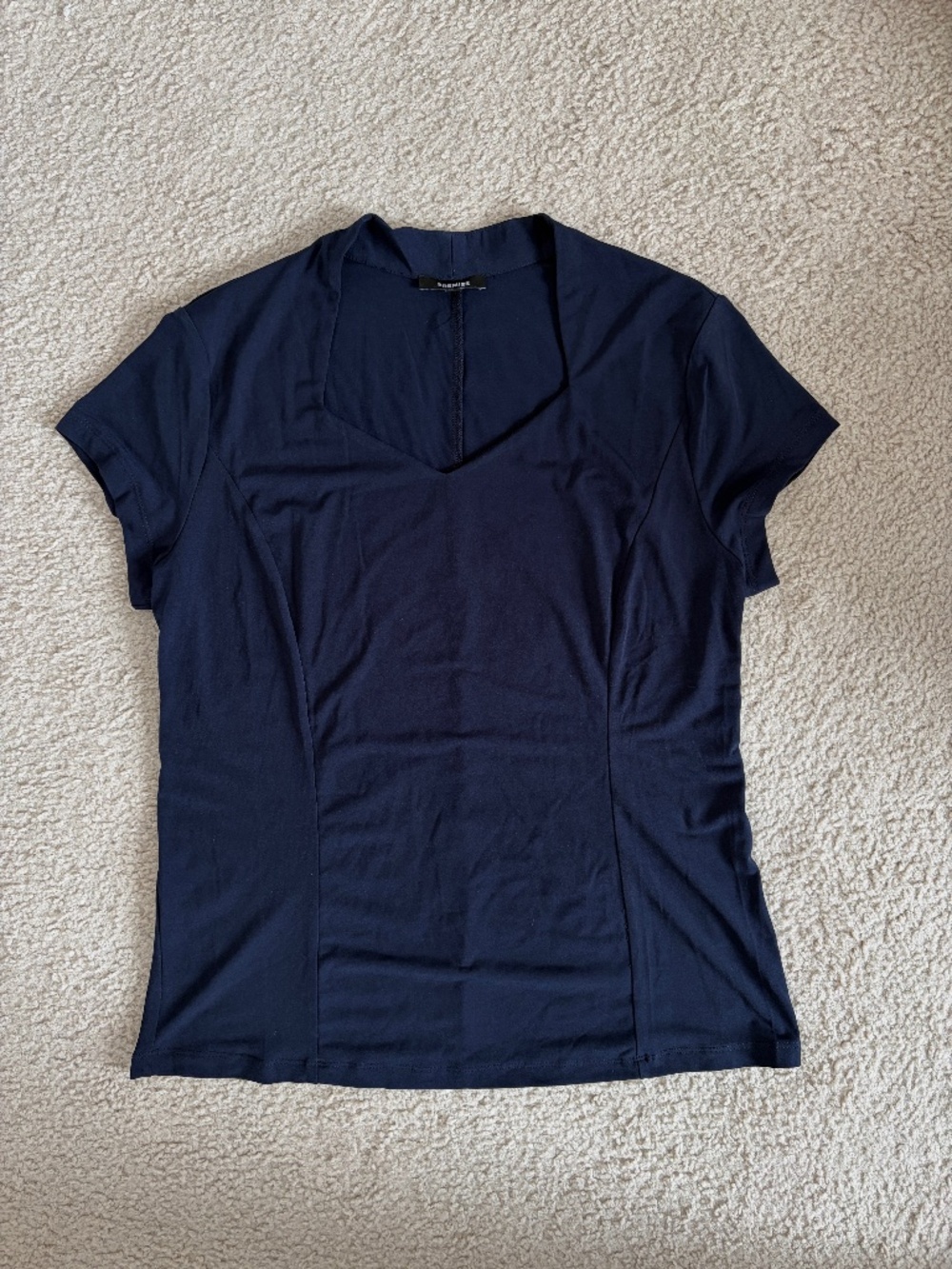 NWOT Premise Women's Navy Blue Top Size Large Short Sleeve